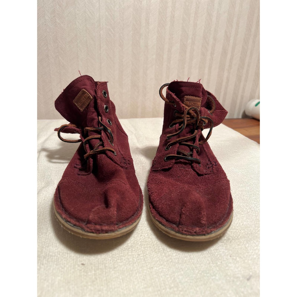 Toms Lace Up Ankle Boots Burgundy Womens Size 8M Chukka Boots